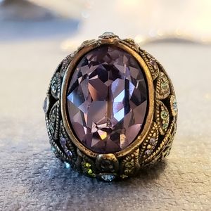 Vintage Heidi Daus Amethyst Swarovski Ring